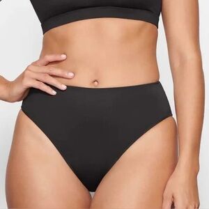 NWT SKIMS Signature Recycled Swim Mid Waist‎ Bottom Black Onyx Size 2x